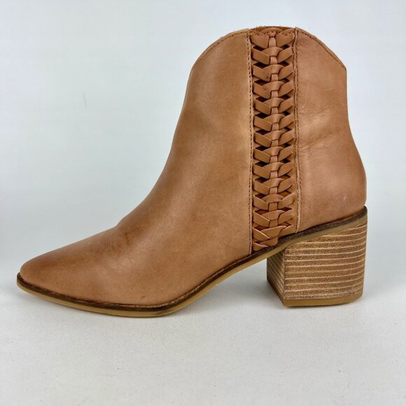 Lucky Brand Womens Cosmio Western Booties Brown Leather Block Heel size 9.5M - Picture 6 of 16